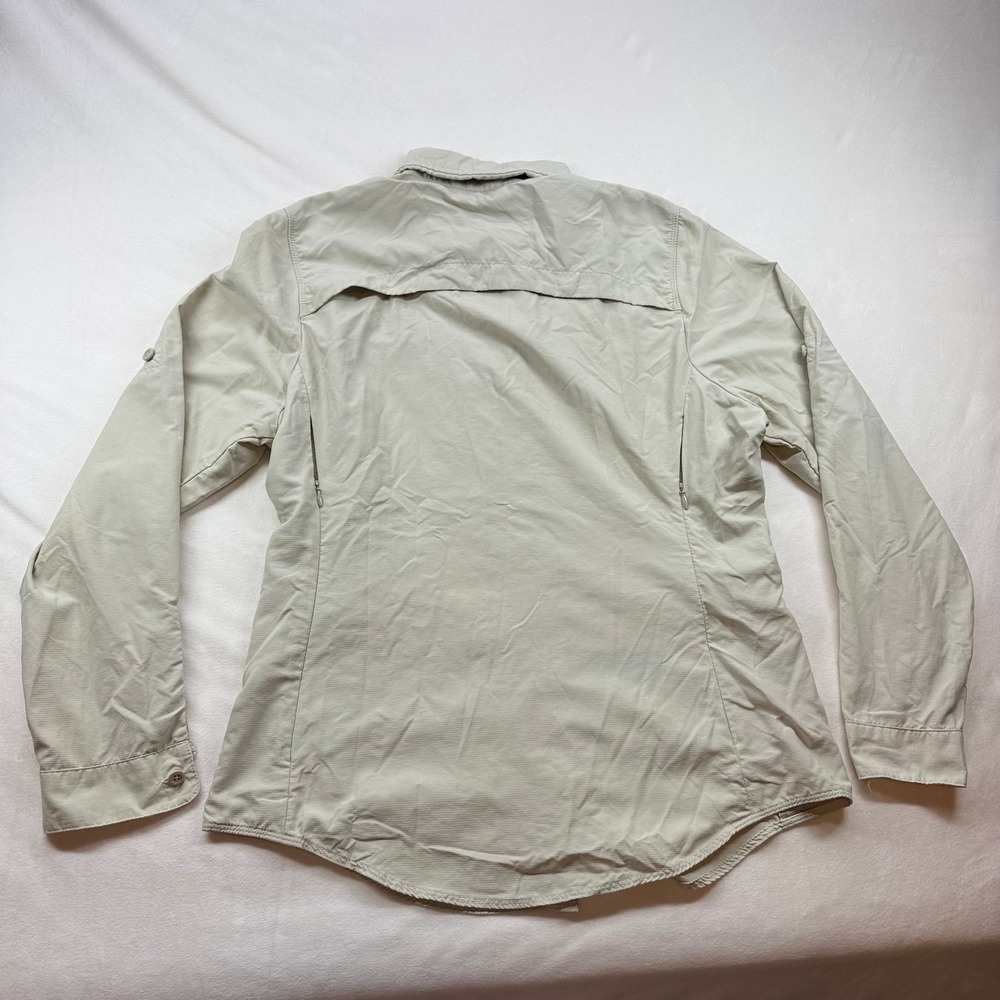 REI Co-op Sahara Tan Khaki Long Sleeve Hiking Shirt Womens Medium Venting Pocket - Picture 4 of 11
